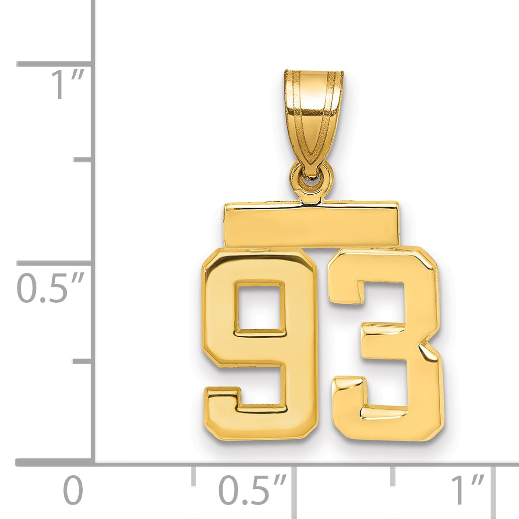14k Small Polished Number 93 Charm Secondary image