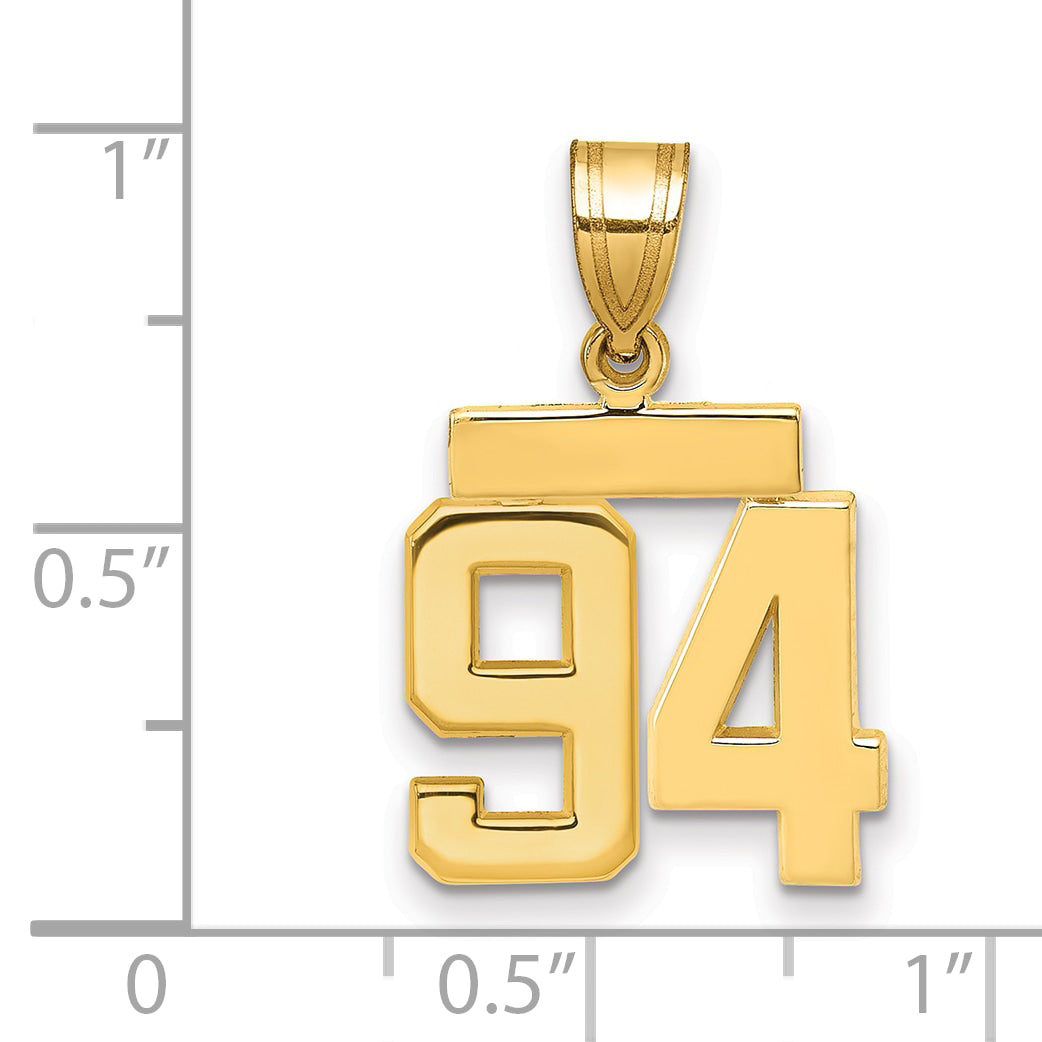 14k Small Polished Number 94 Charm