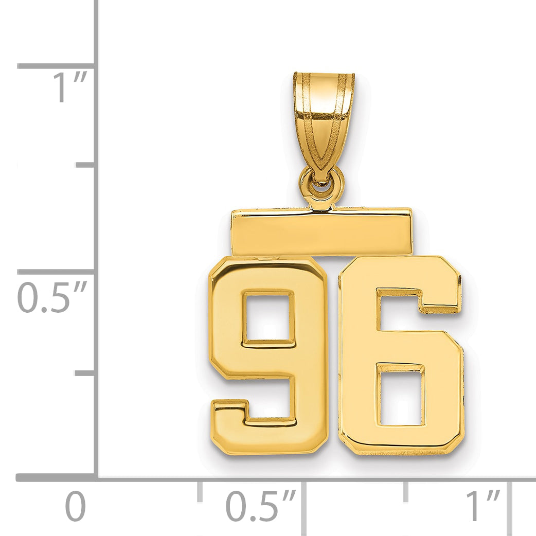 14k Small Polished Number 96 Charm