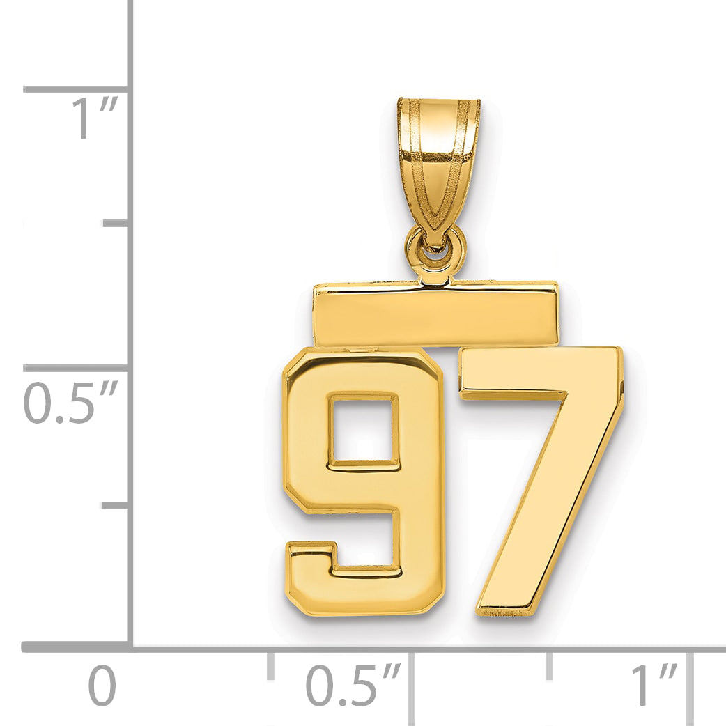 14k Small Polished Number 97 Charm