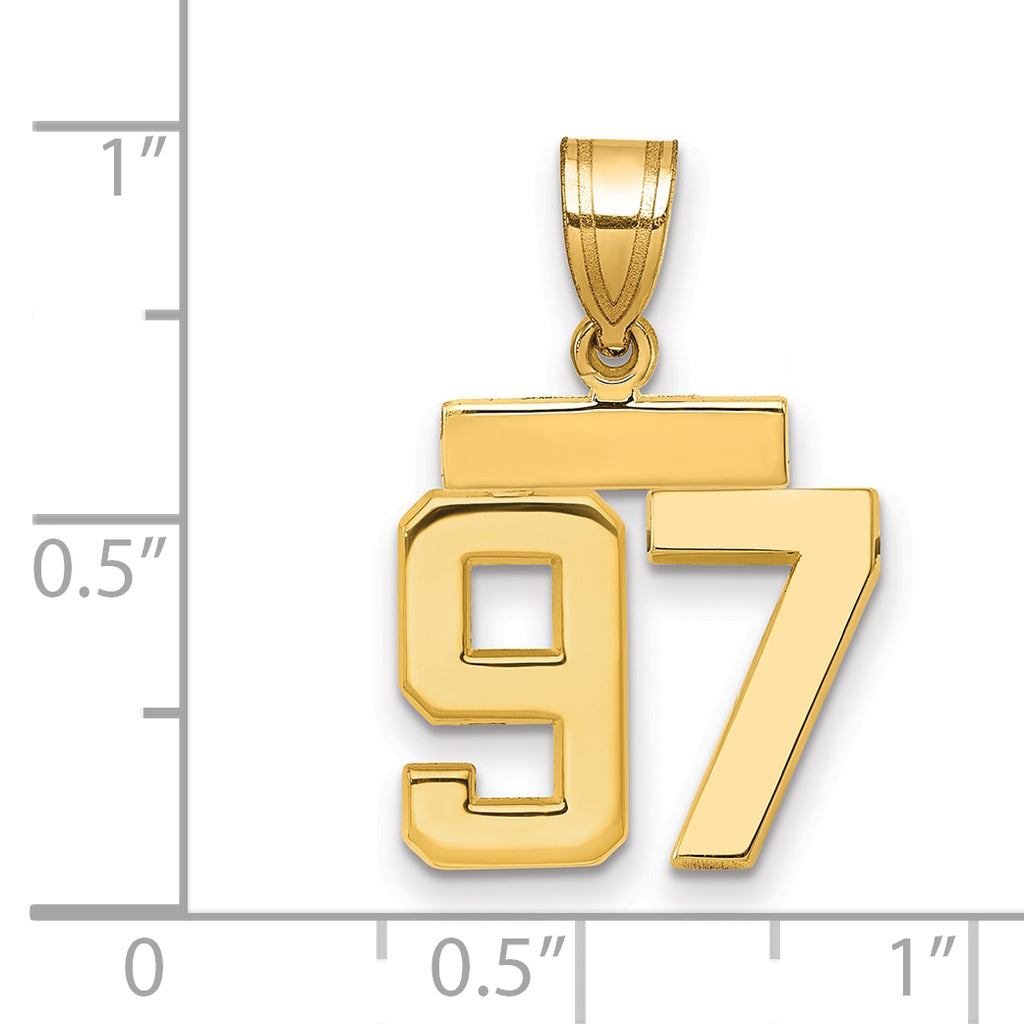 14k Small Polished Number 97 Charm