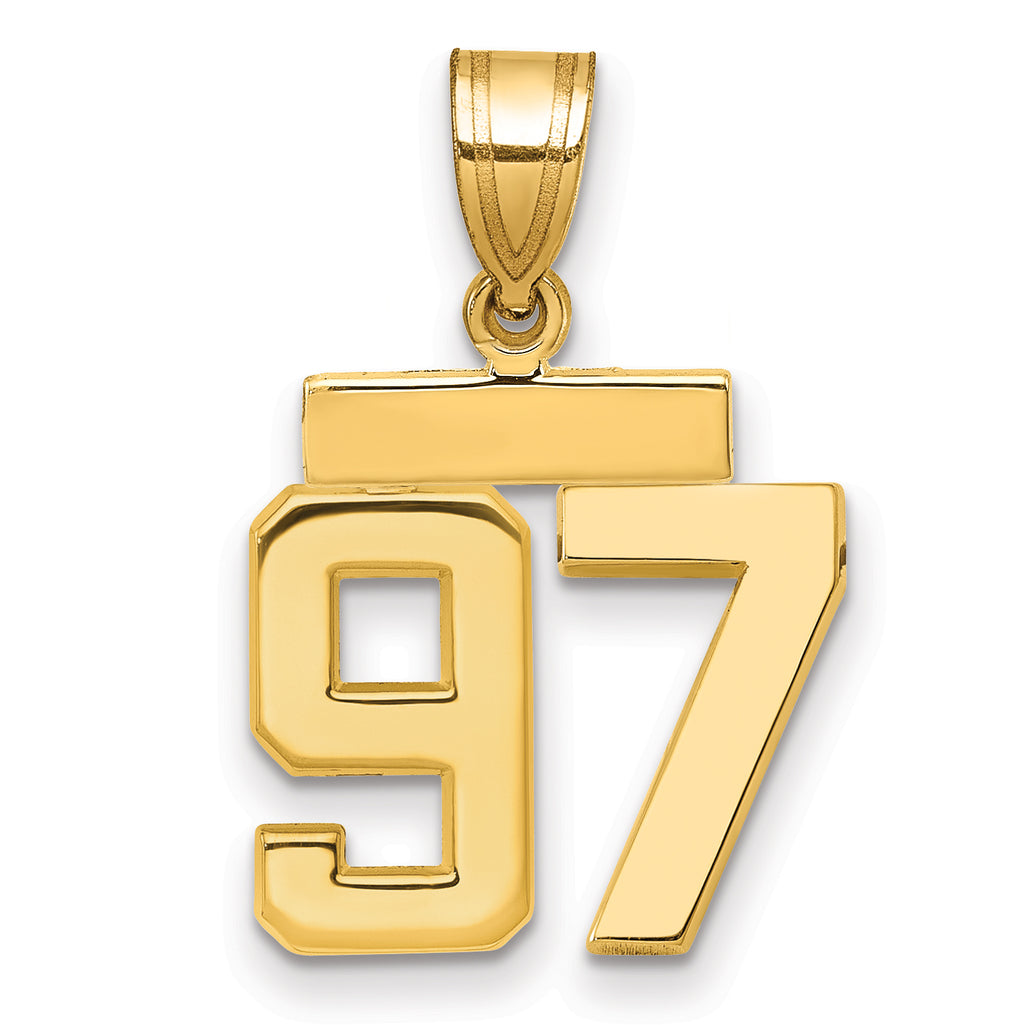 14k Small Polished Number 97 Charm