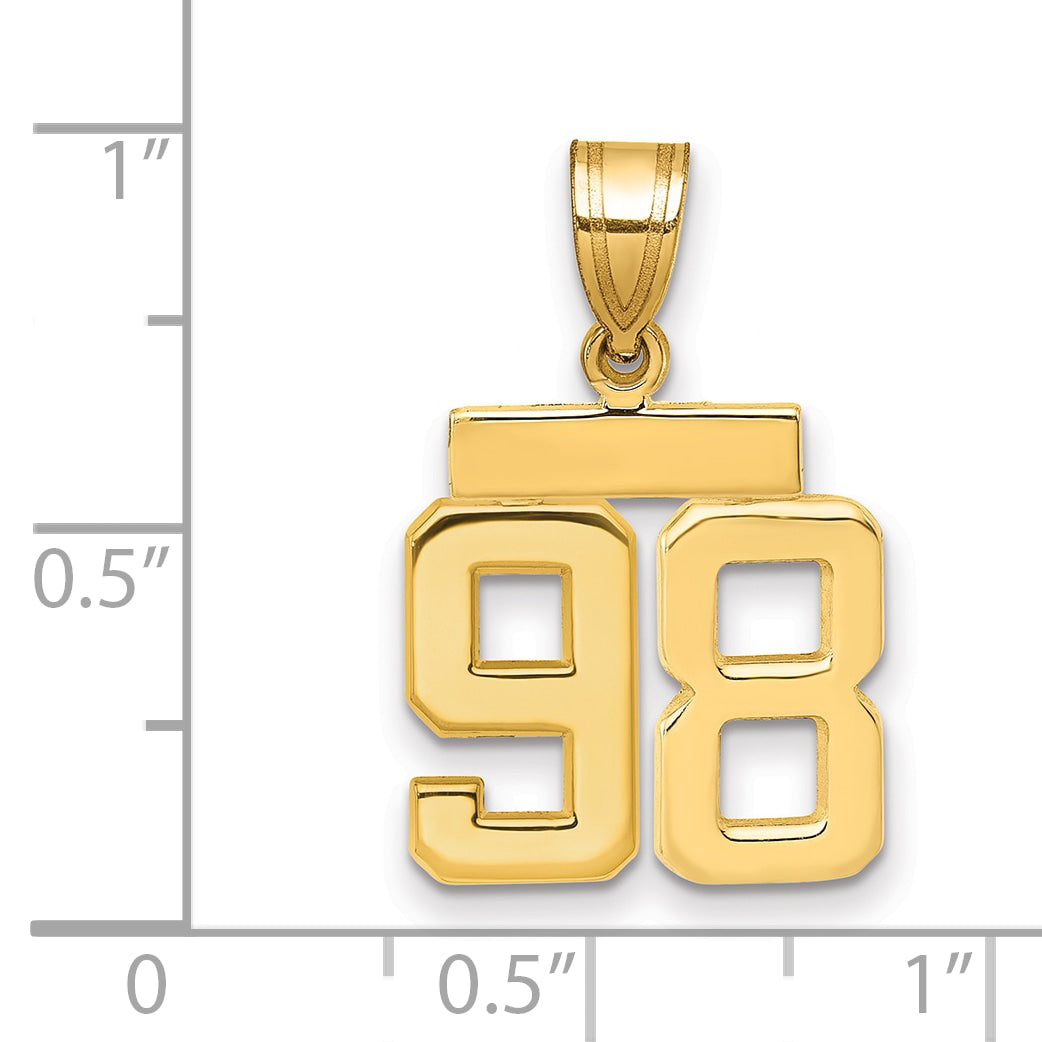 10k Small Polished Number 98 Charm