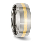 Stainless Steel 14k Yellow Inlay 8mm Brushed Band