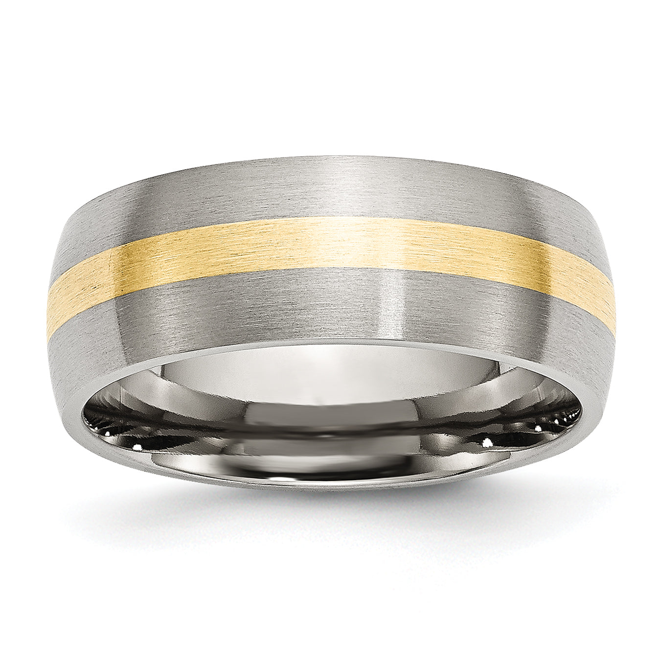 Stainless Steel 14k Yellow Inlay 8mm Brushed Band Main image