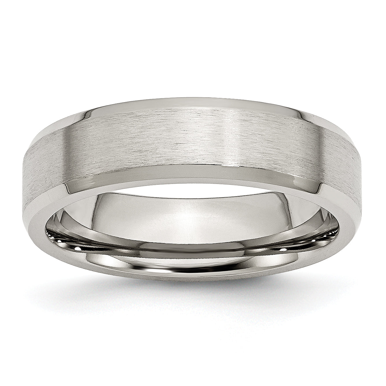 Chisel Stainless Steel Brushed and Polished 6mm Flat Beveled Edge Band Main image
