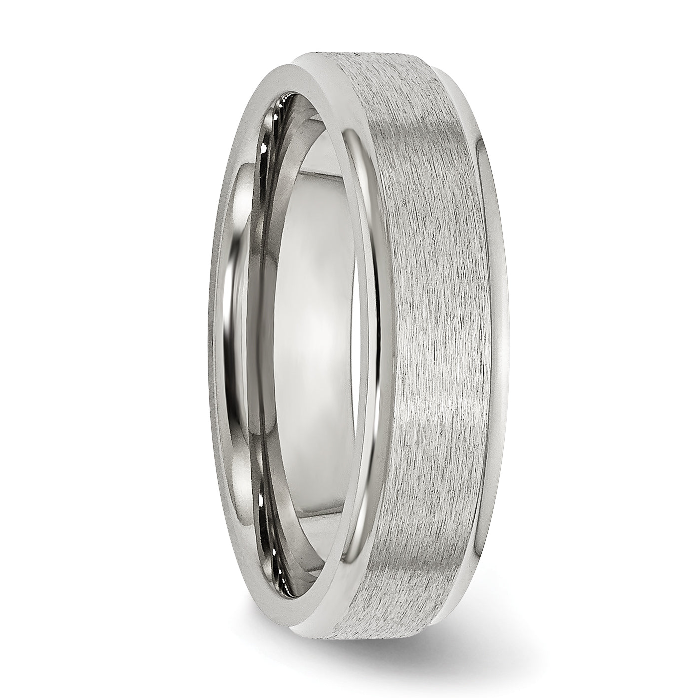 Chisel Stainless Steel Polished with Satin Center 6mm Ridged Edge Band Secondary image