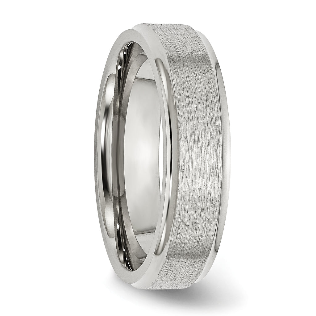Chisel Stainless Steel Polished with Satin Center 6mm Ridged Edge Band