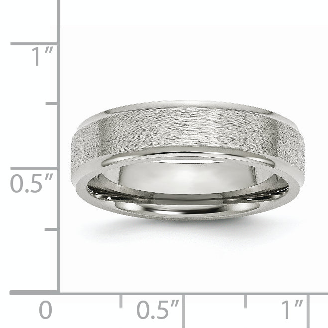 Chisel Stainless Steel Polished with Satin Center 6mm Ridged Edge Band