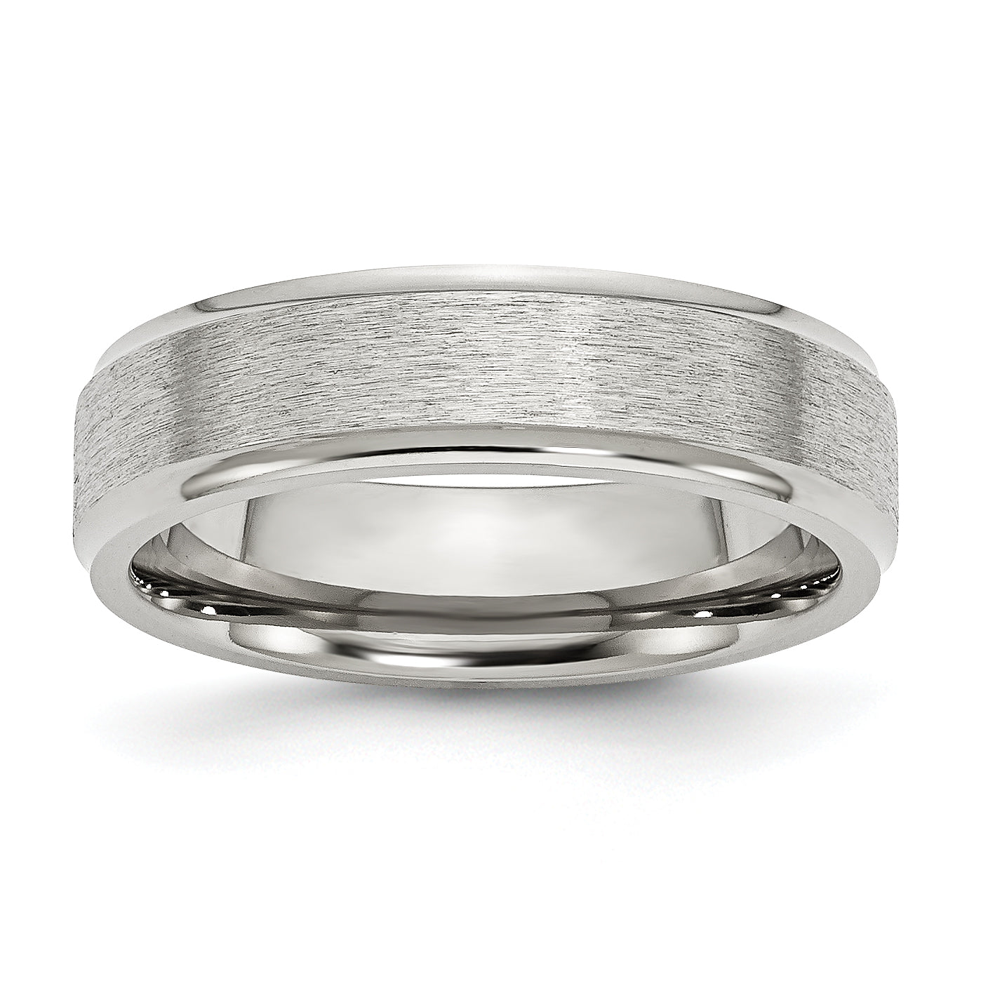 Chisel Stainless Steel Polished with Satin Center 6mm Ridged Edge Band Main image