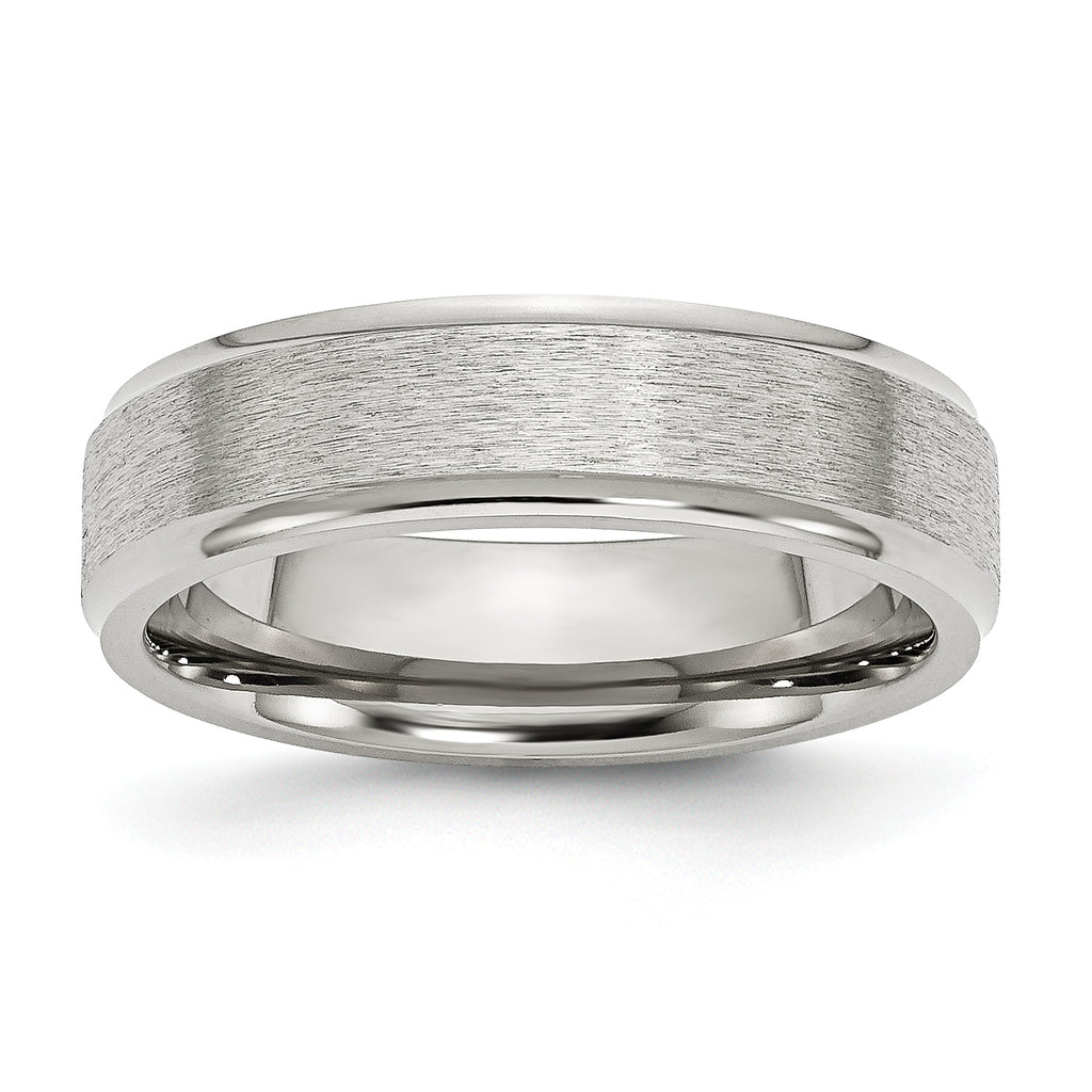 Chisel Stainless Steel Polished with Satin Center 6mm Ridged Edge Band