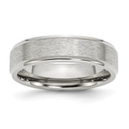 Chisel Stainless Steel Polished with Satin Center 6mm Ridged Edge Band