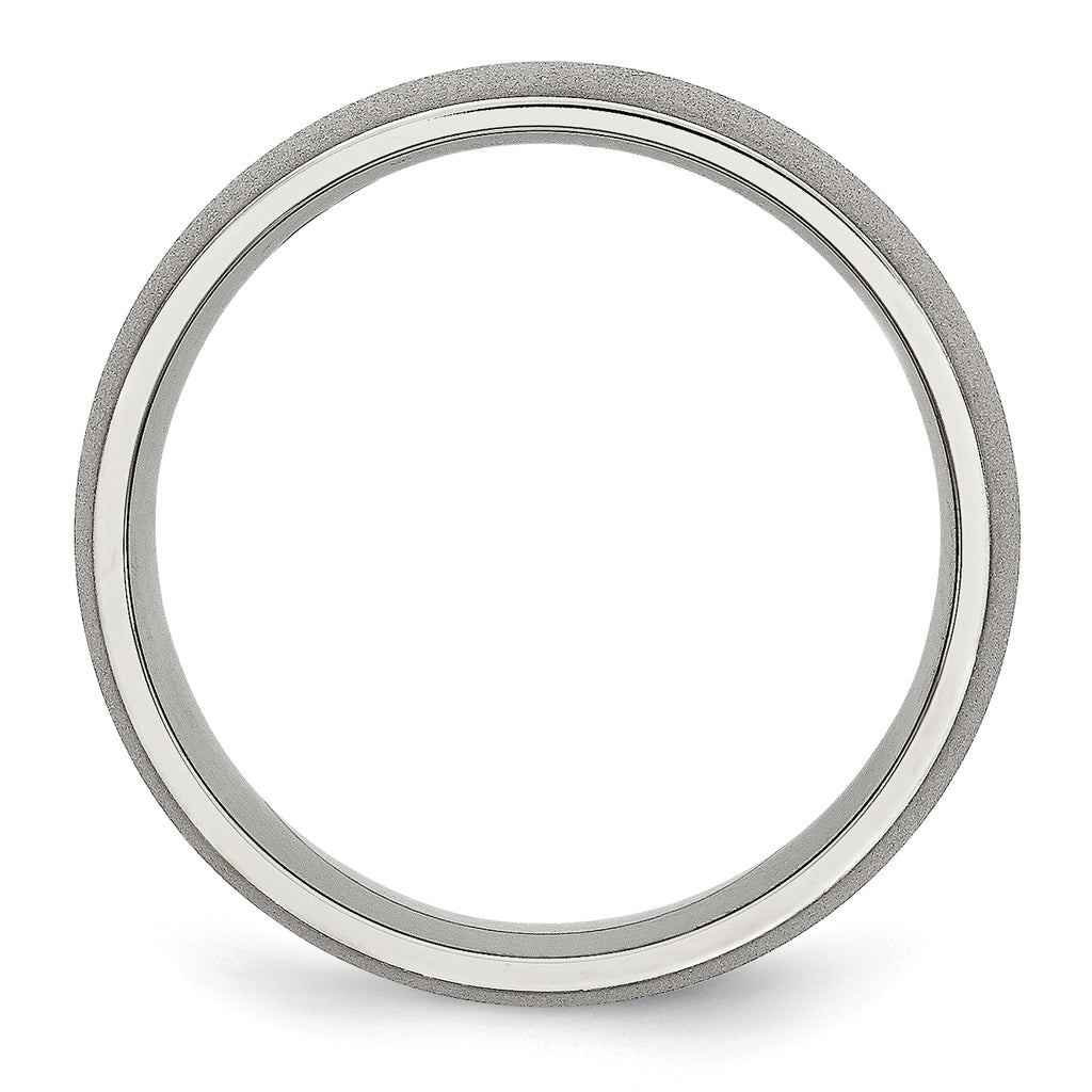 Chisel Stainless Steel Polished with Stone Finish 7mm Band