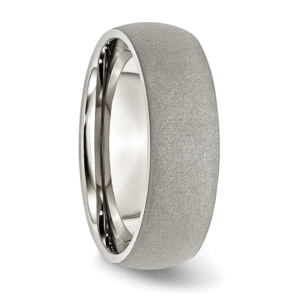 Chisel Stainless Steel Polished with Stone Finish 7mm Band