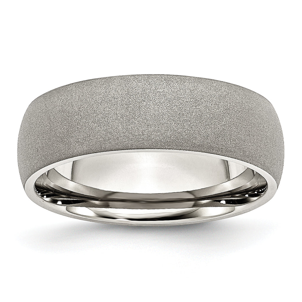 Chisel Stainless Steel Polished with Stone Finish 7mm Band
