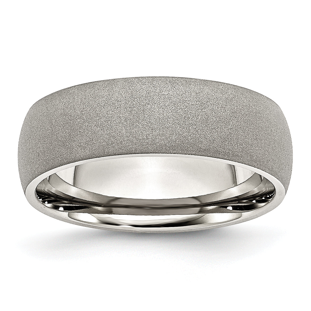 Chisel Stainless Steel Polished with Stone Finish 7mm Band