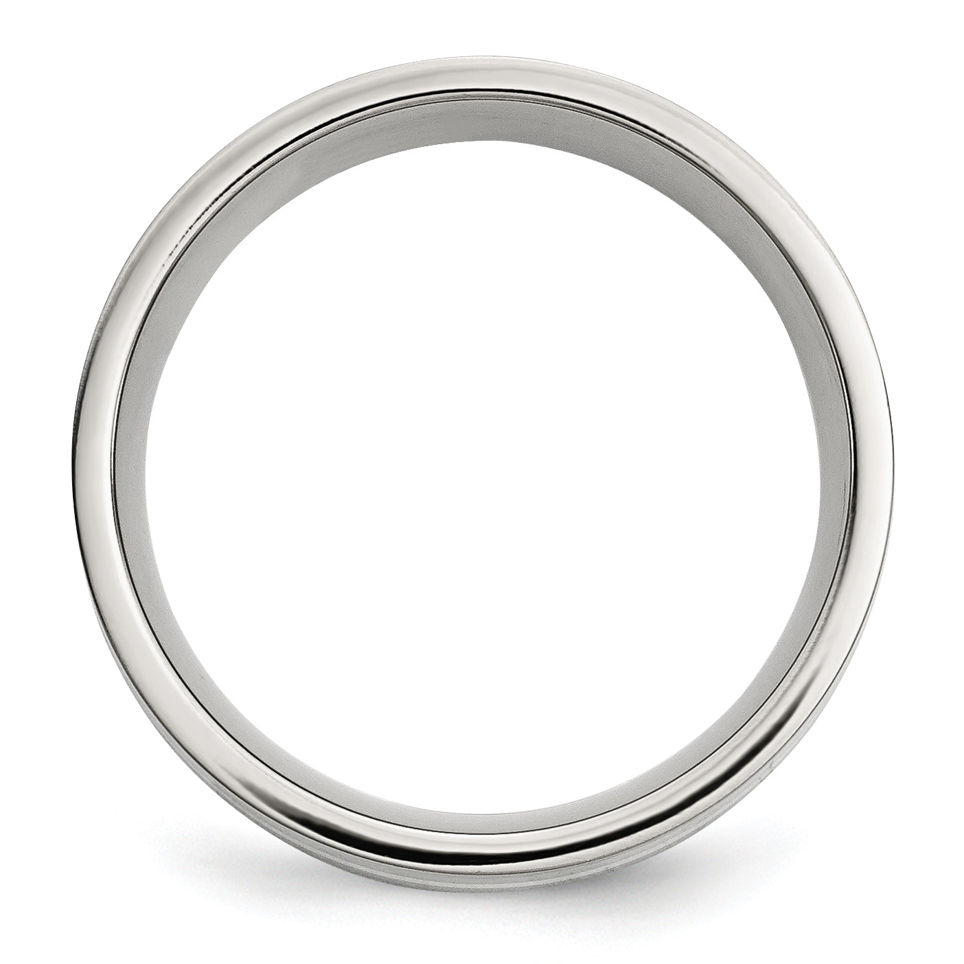 Chisel Stainless Steel with Sterling Silver Inlay Polished 8mm Flat Band Secondary image