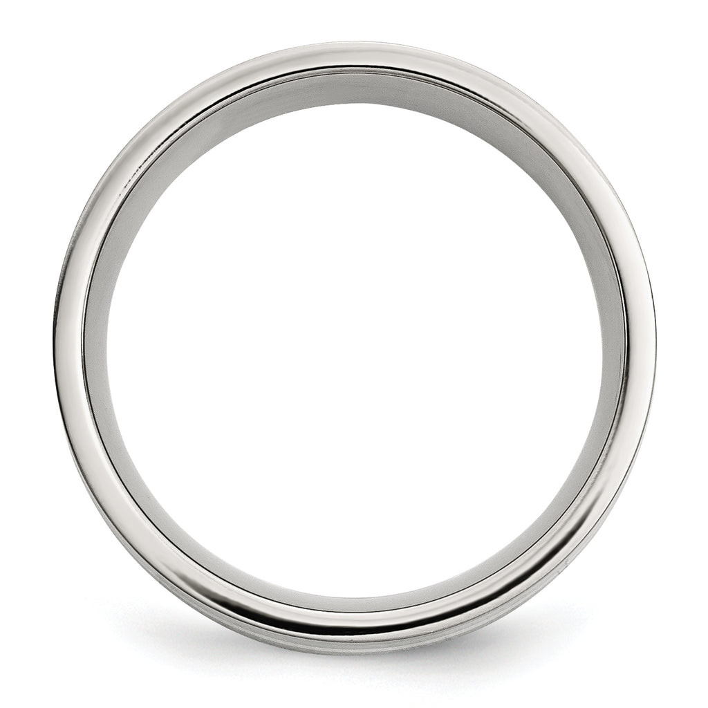 Chisel Stainless Steel with Sterling Silver Inlay Polished 8mm Flat Band