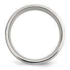Chisel Stainless Steel with Sterling Silver Inlay Polished 8mm Flat Band