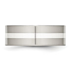 Chisel Stainless Steel with Sterling Silver Inlay Polished 8mm Flat Band