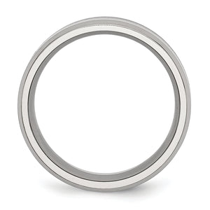 Black Enamel Beveled Wedding Band in Stainless Steel, 8mm - Sophia Jewelers