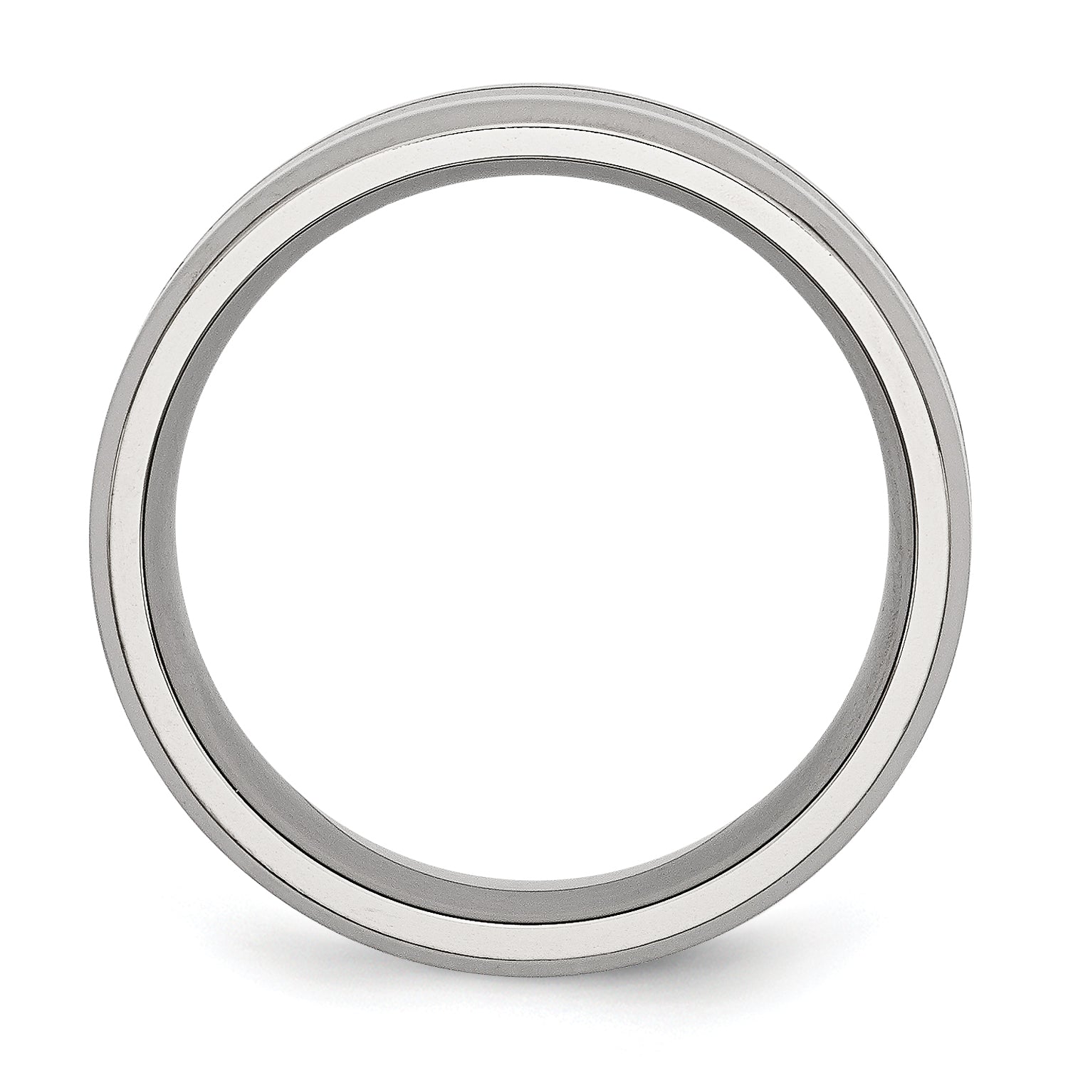 Chisel Stainless Steel Polished Black Enamel 8mm Beveled Edge Band
