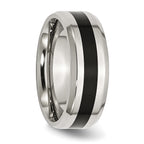 Chisel Stainless Steel Polished Black Enamel 8mm Beveled Edge Band