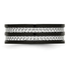 Chisel Stainless Steel Polished Black IP-plated with Grey Carbon Fiber Inlay 8mm Band