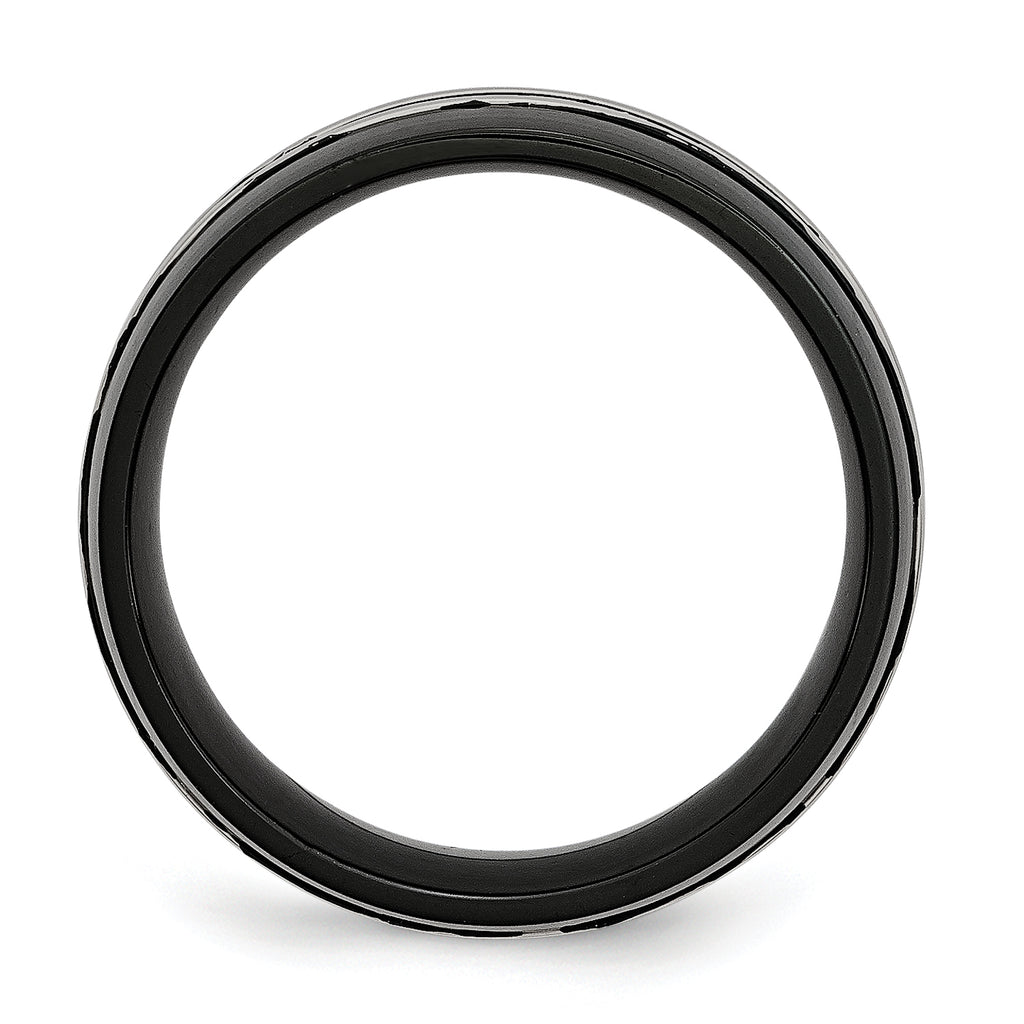 Stainless Steel 8mm Black IP-plated Brushed & Polished Band