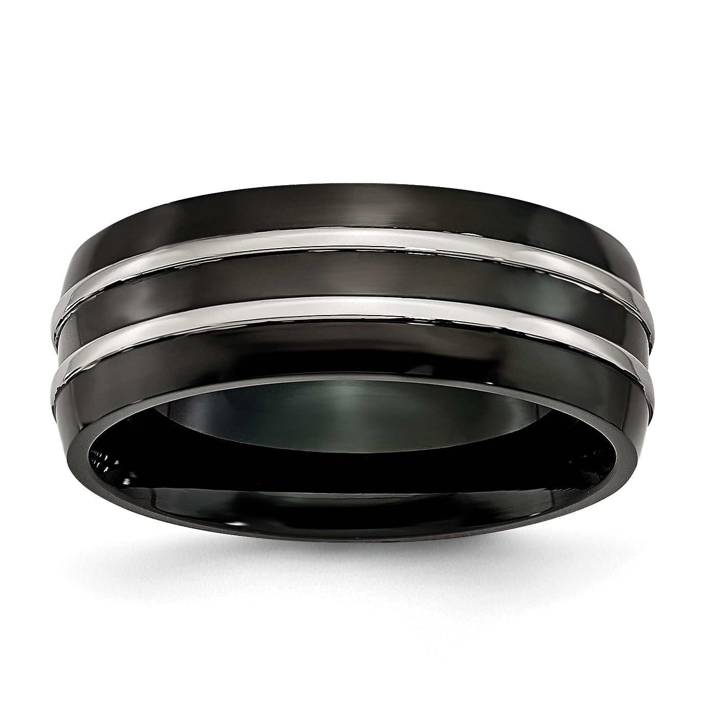 Stainless Steel 8mm Black IP-plated Brushed & Polished Band Main image