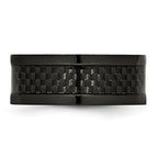 Stainless Steel Polished 9mm Black IP-plated w/Carbon Fiber Inlay Band