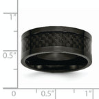Stainless Steel Polished 9mm Black IP-plated w/Carbon Fiber Inlay Band