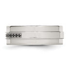 Chisel Stainless Steel Polished 1/6 Carat Black Diamond 8mm Flat Band