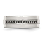 Chisel Stainless Steel Polished 1/6 Carat Black Diamond 8mm Flat Band