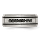 Chisel Stainless Steel Brushed and Polished Black IP-plated 1/2 Carat Black Diamond 9mm Band
