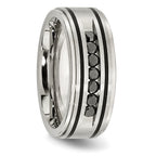 Chisel Stainless Steel Brushed and Polished Black IP-plated 1/2 Carat Black Diamond 9mm Band