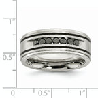 Chisel Stainless Steel Brushed and Polished Black IP-plated 1/2 Carat Black Diamond 9mm Band