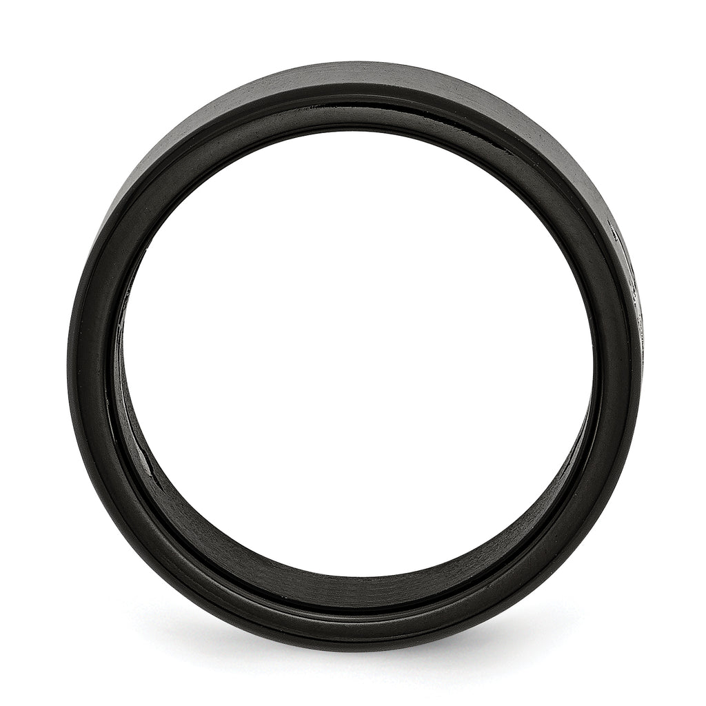 Chisel Stainless Steel Brushed Black IP-plated with Cross 9mm Band