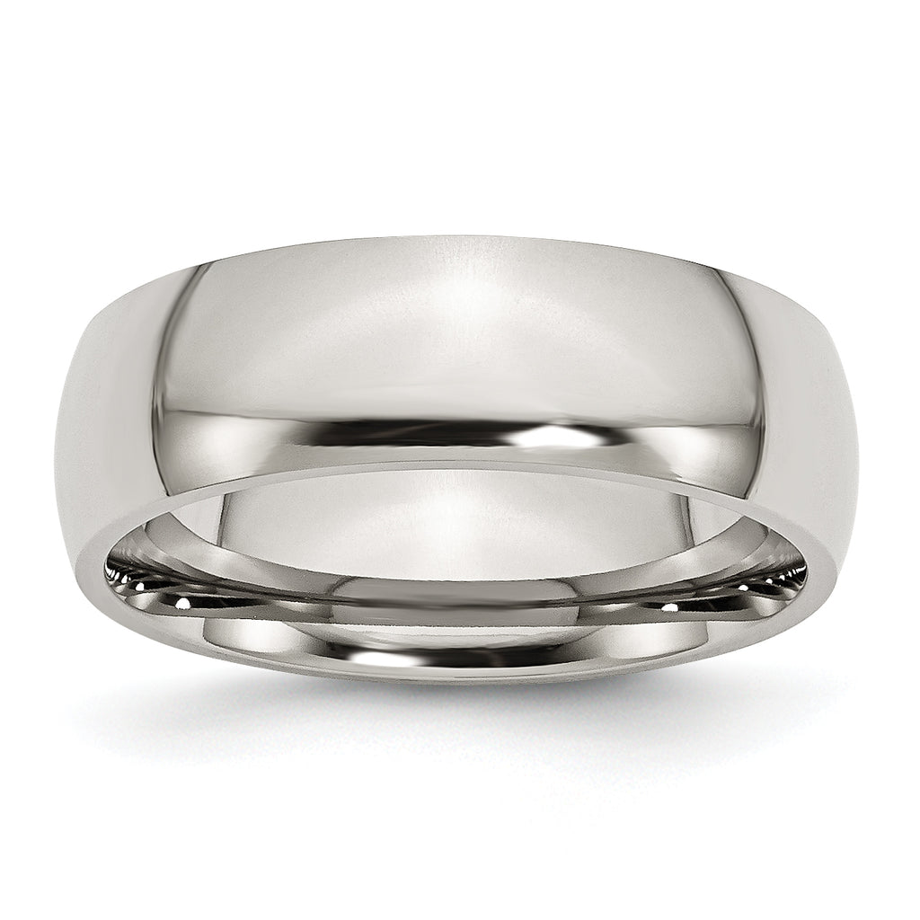 Chisel Stainless Steel Polished 7mm Half Round Band