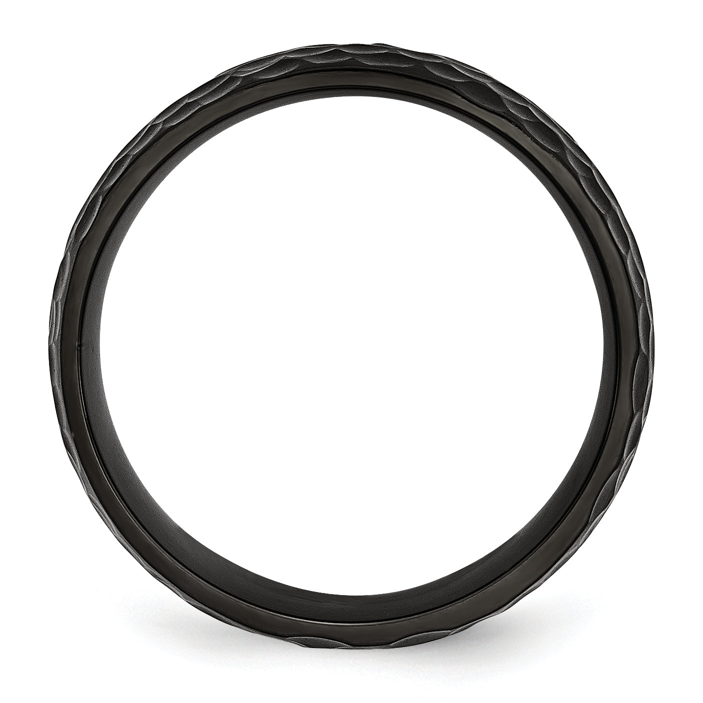 Chisel Stainless Steel Hammered Black IP-plated 8mm Band Secondary image