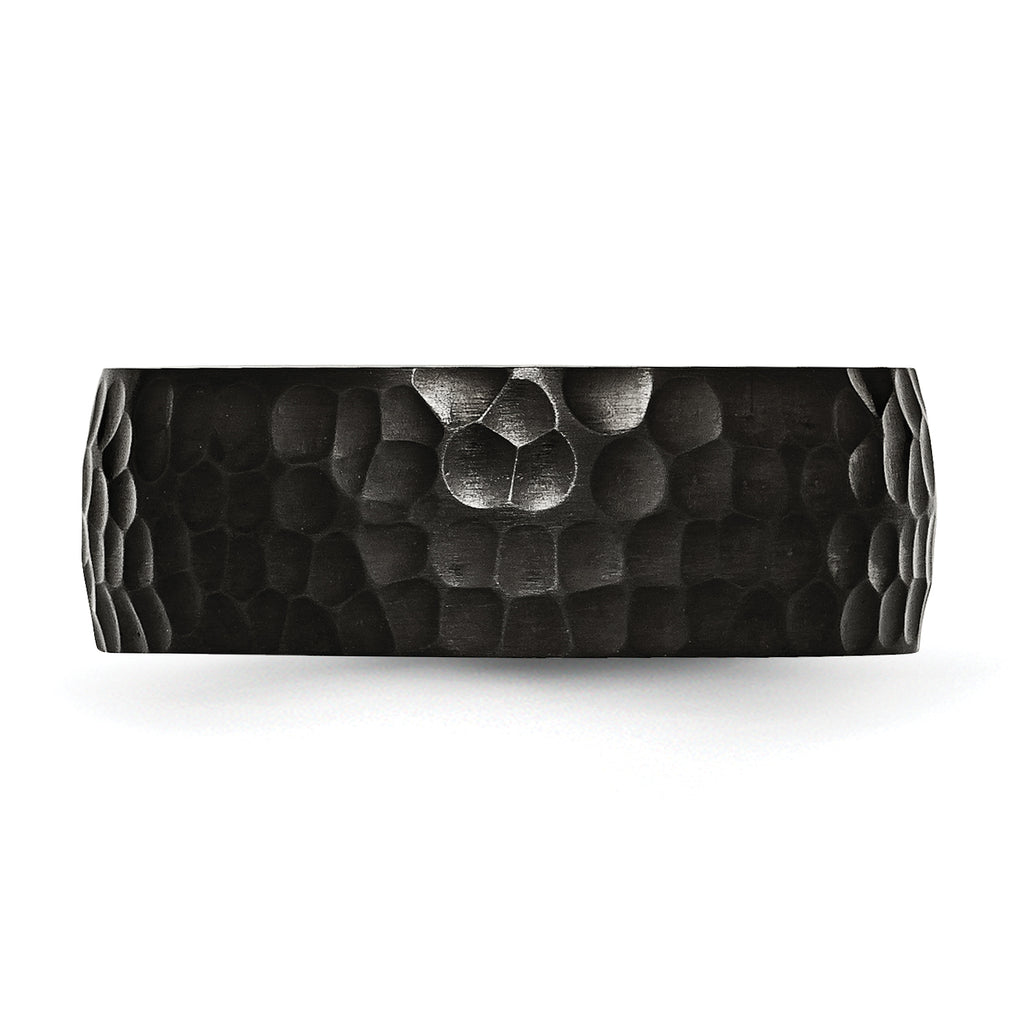Chisel Stainless Steel Hammered Black IP-plated 8mm Band