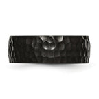 Chisel Stainless Steel Hammered Black IP-plated 8mm Band