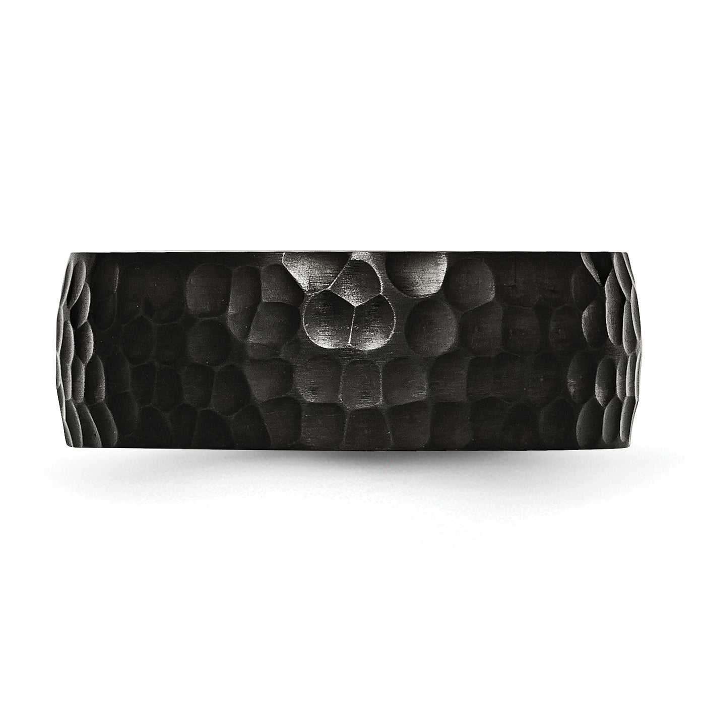 Chisel Stainless Steel Hammered Black IP-plated 8mm Band