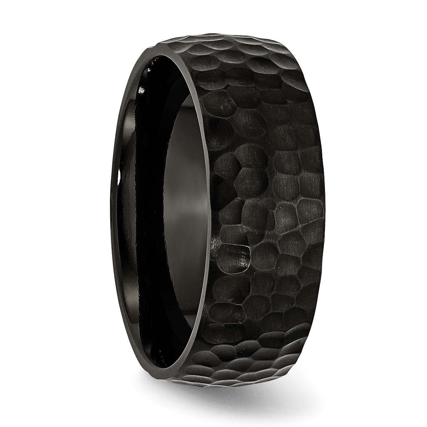 Chisel Stainless Steel Hammered Black IP-plated 8mm Band