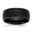 Chisel Stainless Steel Hammered Black IP-plated 8mm Band