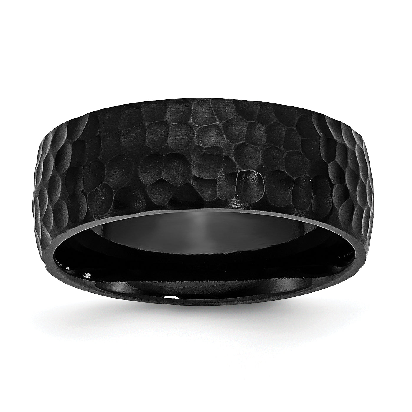 Chisel Stainless Steel Hammered Black IP-plated 8mm Band