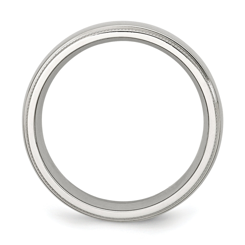 Chisel Stainless Steel Polished 8mm Grooved and Beaded Band