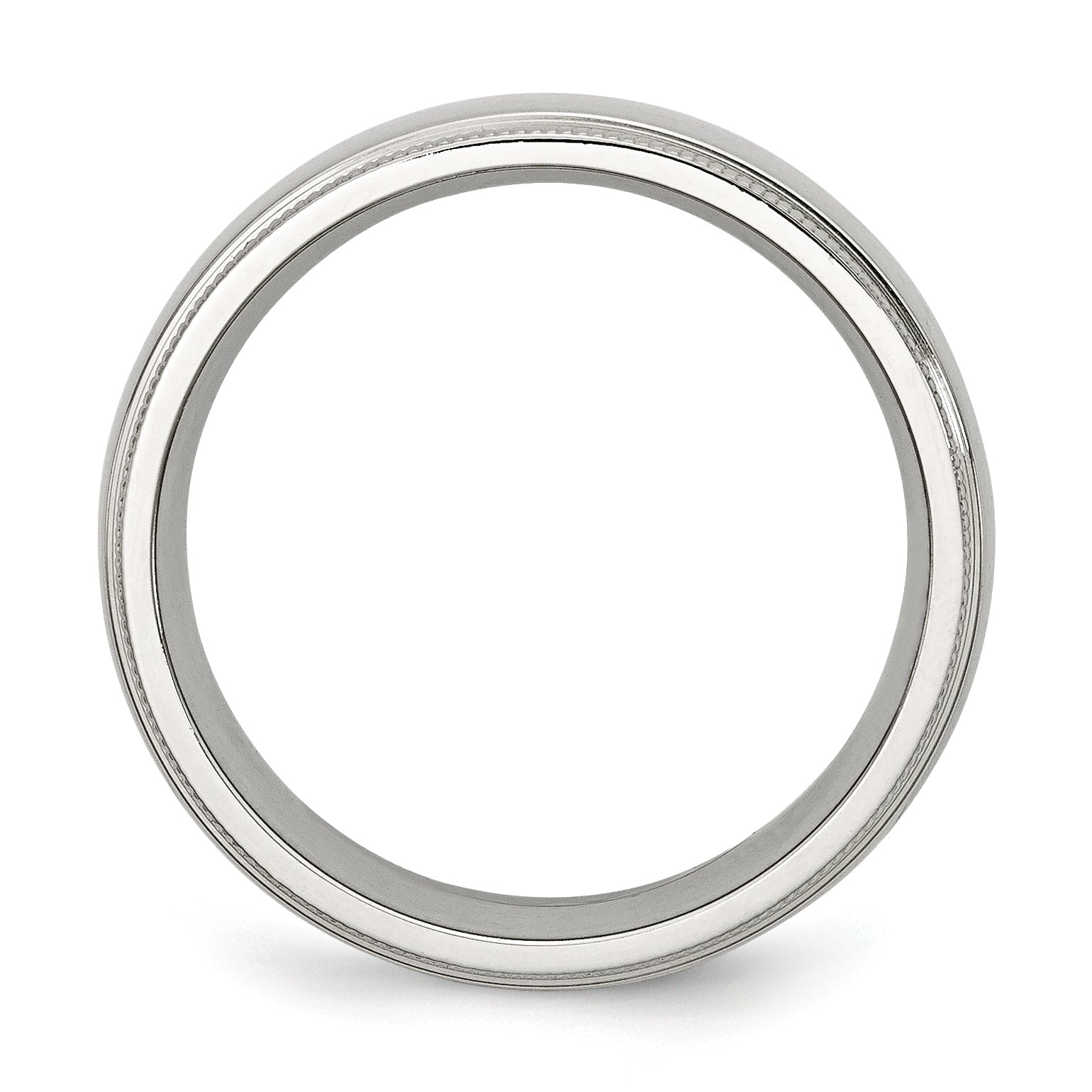 Chisel Stainless Steel Polished 8mm Grooved and Beaded Band