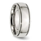 Chisel Stainless Steel Polished 8mm Grooved and Beaded Band
