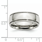 Chisel Stainless Steel Polished 8mm Grooved and Beaded Band